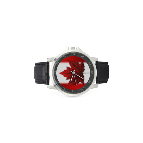 Canada Flag Watches Canada Souvenir Watch Unisex Stainless Steel Leather Strap Watch(Model 202)