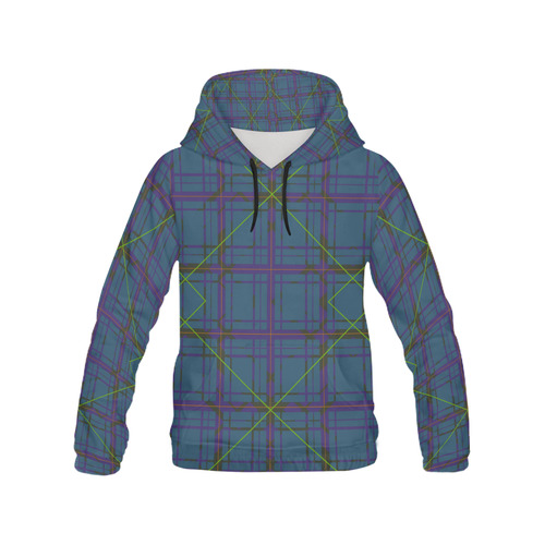 Neon plaid 80's style design All Over Print Hoodie for Men (USA Size) (Model H13)