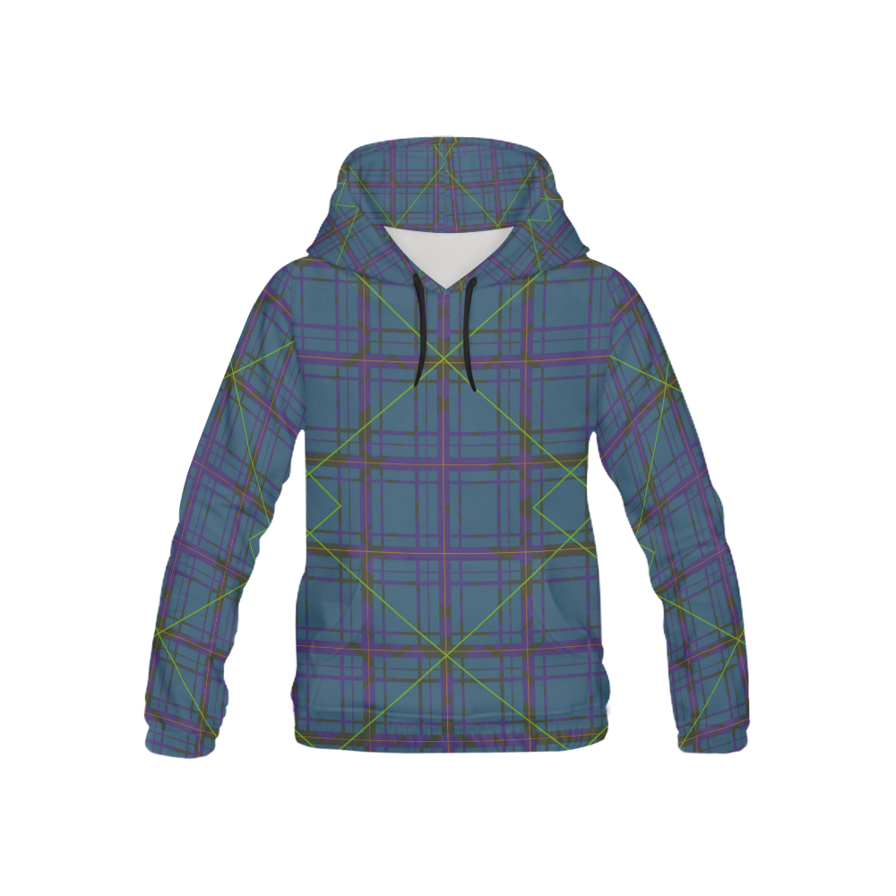 Neon plaid 80's style design All Over Print Hoodie for Kid (USA Size) (Model H13)