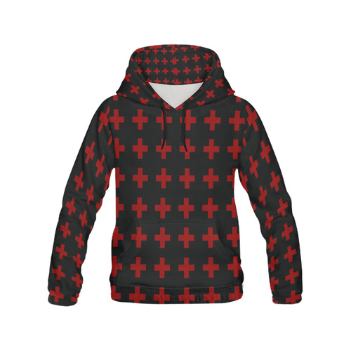 Punk Rock style Red Crosses Pattern design All Over Print Hoodie for Men (USA Size) (Model H13)