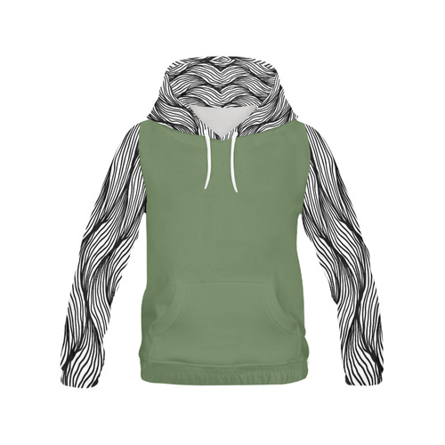 Trendy Basics - Trend Color KALE All Over Print Hoodie for Women (USA Size) (Model H13)