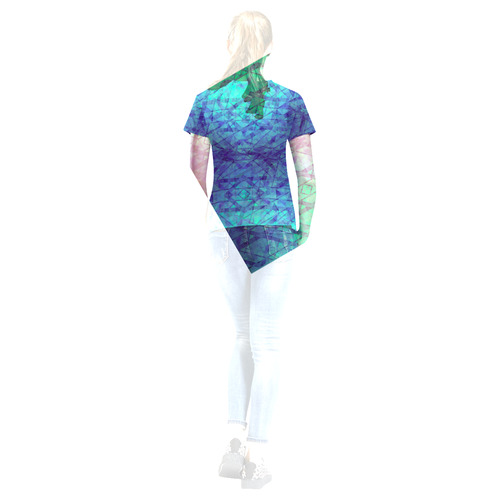 Sci Fi Dream Blue  Geometric design Modern style All Over Print T-Shirt for Women (USA Size) (Model T40)