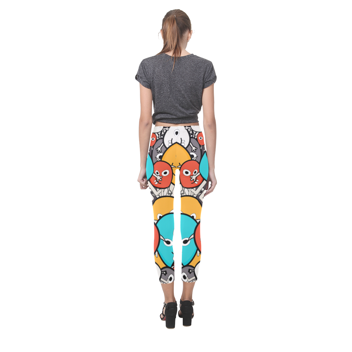 multicolor doodle monsters Capri Legging (Model L02)
