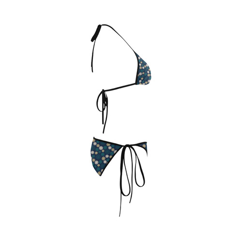 Blue Symbolic Camomiles Floral Custom Bikini Swimsuit