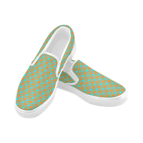 friendly retro pattern D by Feelgood Women's Slip-on Canvas Shoes (Model 019)