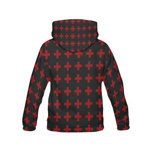 Punk Rock style Red Crosses Pattern design All Over Print Hoodie for Men (USA Size) (Model H13)