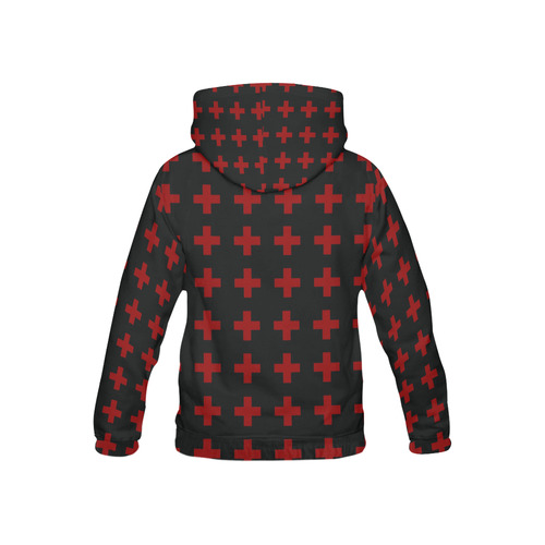 Punk Rock style Red Crosses Pattern design All Over Print Hoodie for Kid (USA Size) (Model H13)