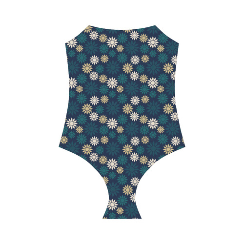 Blue Symbolic Camomiles Floral Strap Swimsuit ( Model S05)