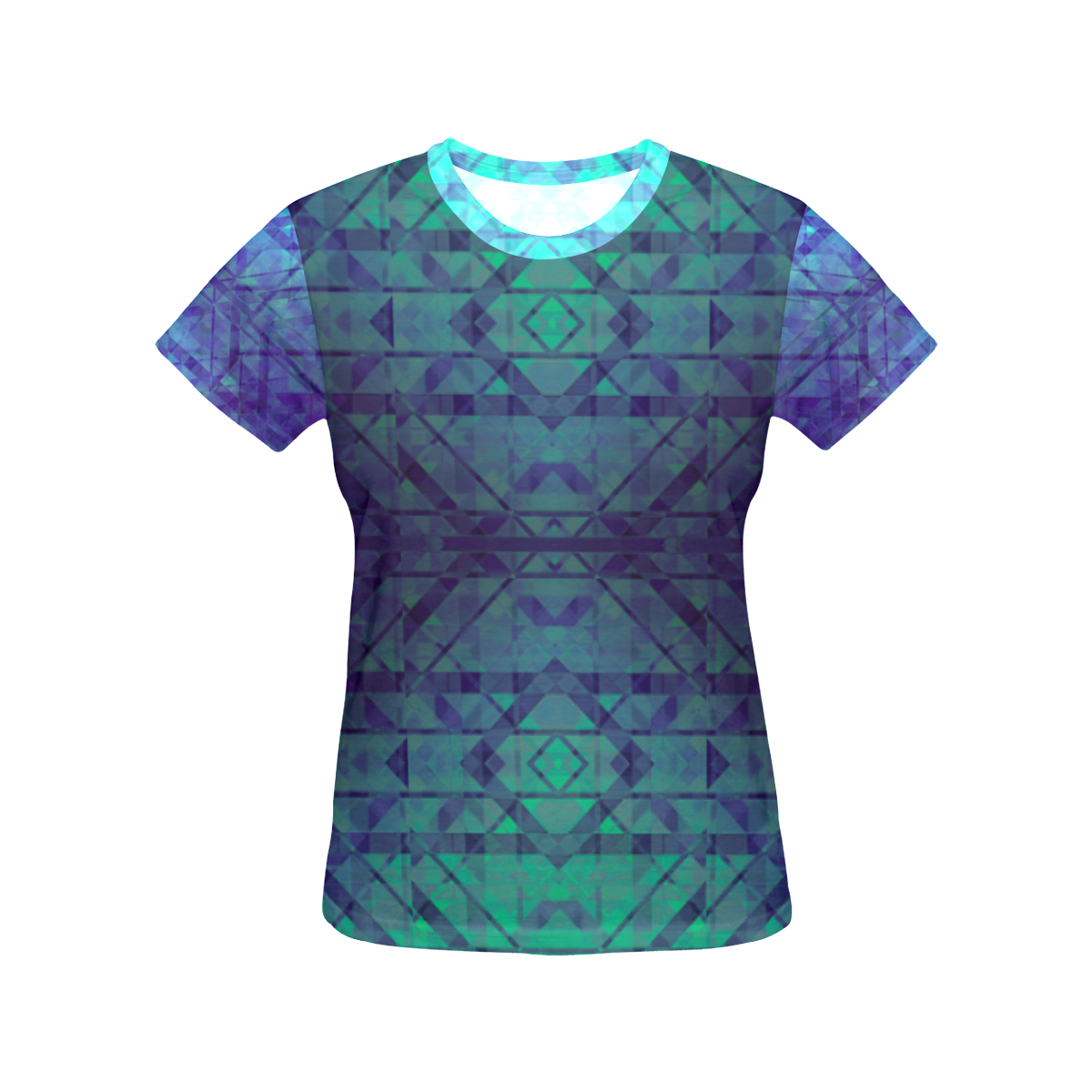 Sci Fi Dream Blue  Geometric design Modern style All Over Print T-Shirt for Women (USA Size) (Model T40)