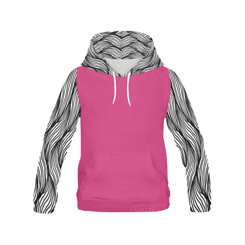 Trendy Basics - Trend Color PINK YARROW All Over Print Hoodie for Women (USA Size) (Model H13)