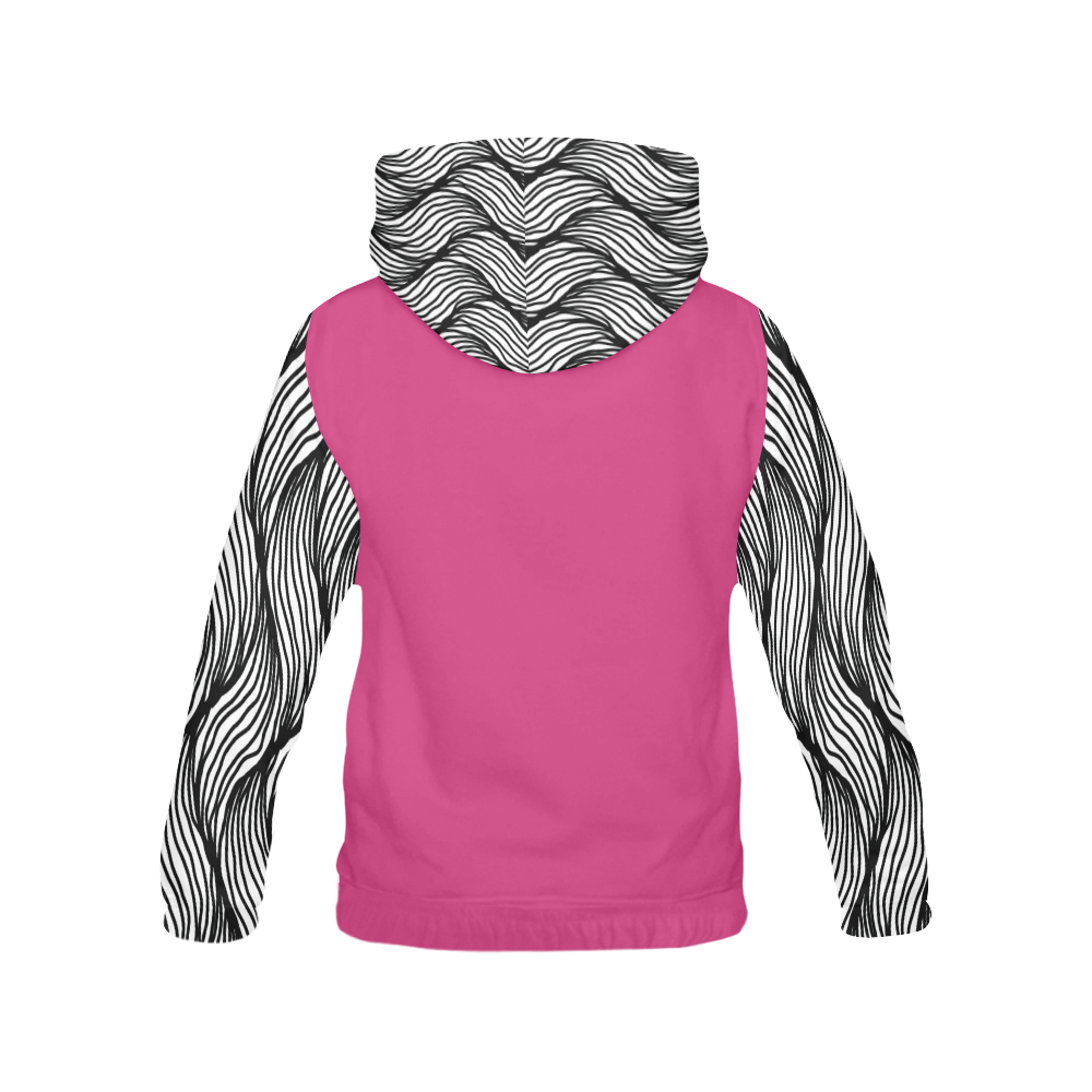 Trendy Basics - Trend Color PINK YARROW All Over Print Hoodie for Women (USA Size) (Model H13)