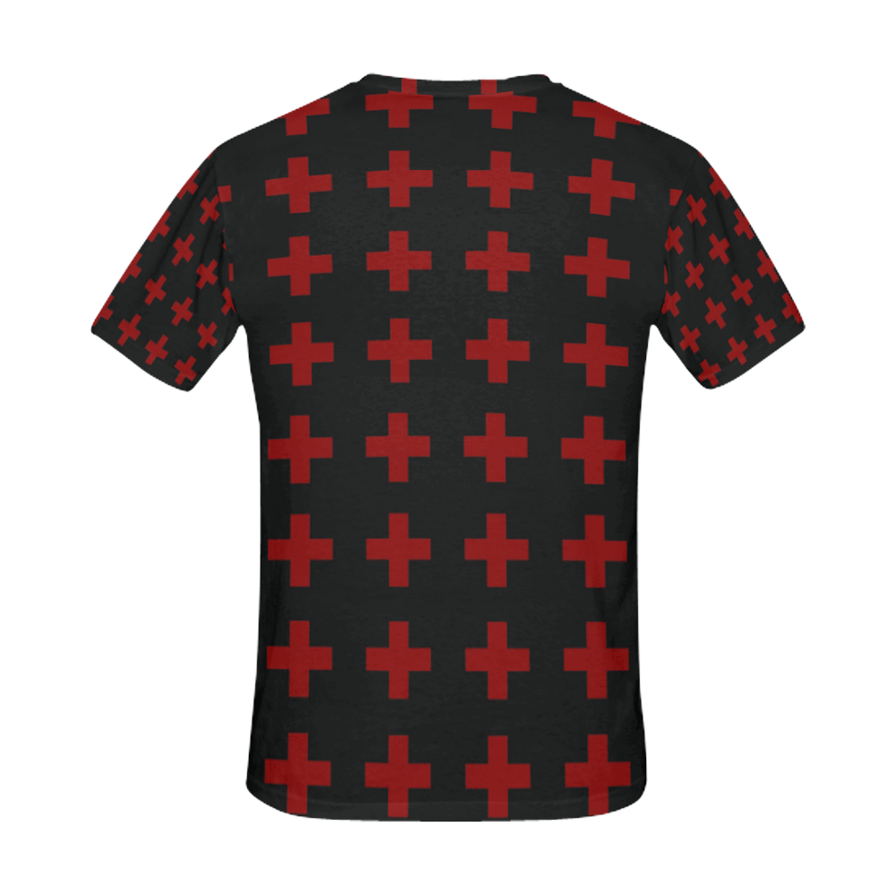 Punk Rock style Red Crosses Pattern design All Over Print T-Shirt for Men (USA Size) (Model T40)