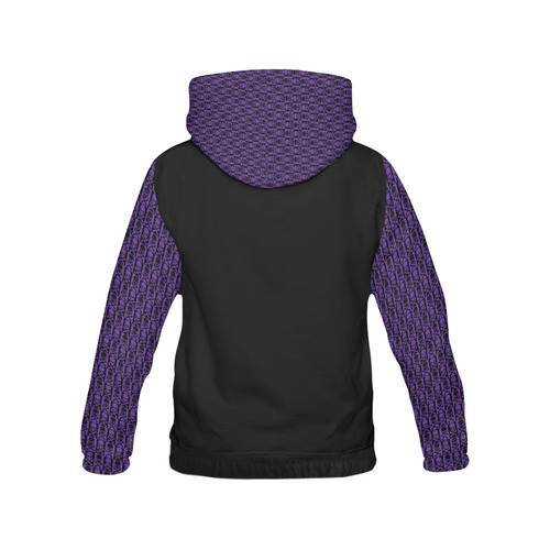 Gothic style Purple and Black Skulls Hood & Sleeves print All Over Print Hoodie for Women (USA Size) (Model H13)