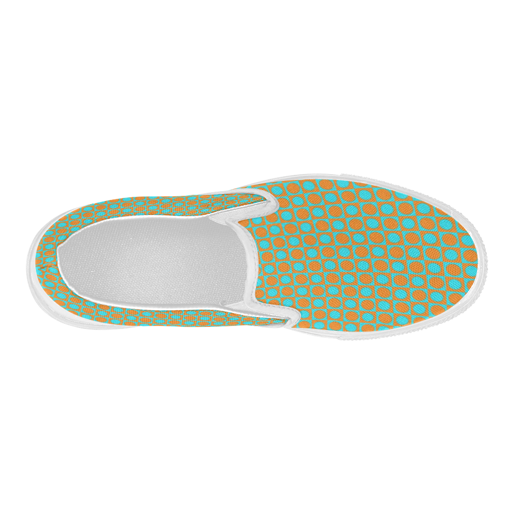 friendly retro pattern D by Feelgood Women's Slip-on Canvas Shoes (Model 019)