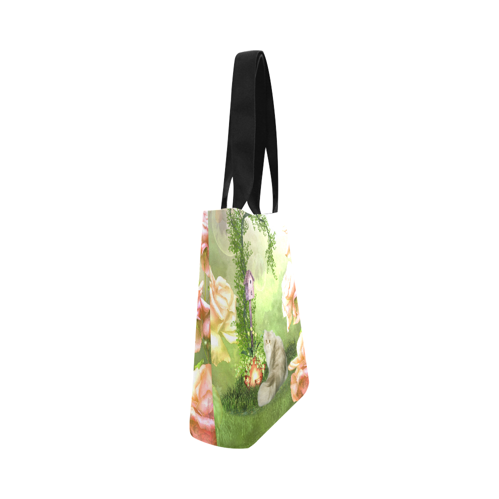 Cute cat in a garden Canvas Tote Bag (Model 1657)