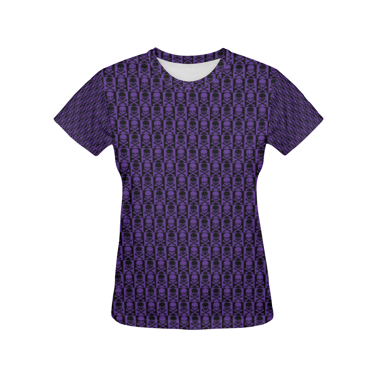 Gothic style Purple and Black Skulls All Over Print T-Shirt for Women (USA Size) (Model T40)