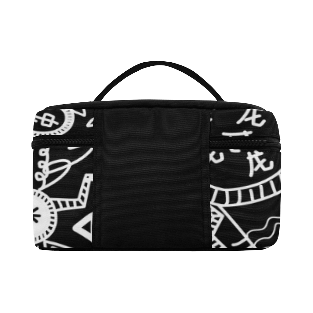 Wheels, Snakes and Worms Black and White Doodle Lunch Bag/Large (Model 1658)