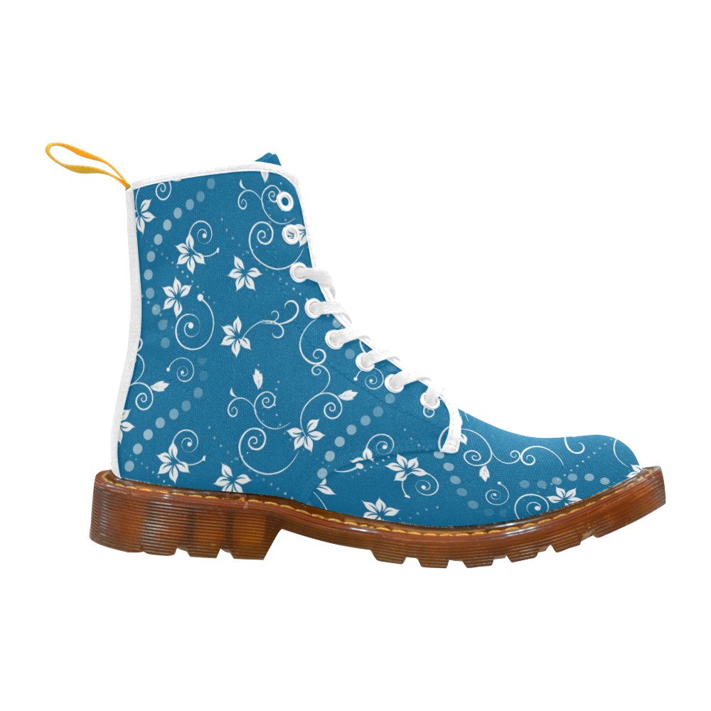 blue-swirly-flowers Martin Boots For Women Model 1203H