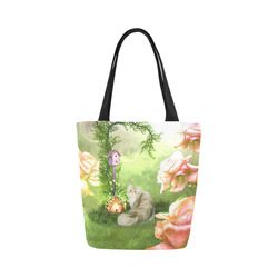 Cute cat in a garden Canvas Tote Bag (Model 1657)