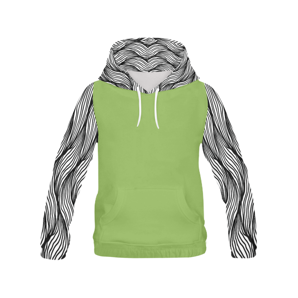 Trendy Basics - Trend Color GREENERY All Over Print Hoodie for Women (USA Size) (Model H13)