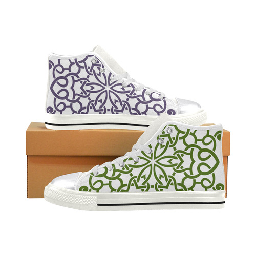 Designers artistic Shoes with Mandalas / purple, green. Original design Women's Classic High Top Canvas Shoes (Model 017)