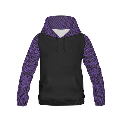 Gothic style Purple and Black Skulls Hood & Sleeves All Over Print Hoodie for Men (USA Size) (Model H13)