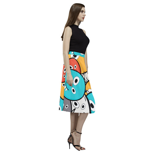 multicolor doodle monsters Aoede Crepe Skirt (Model D16)