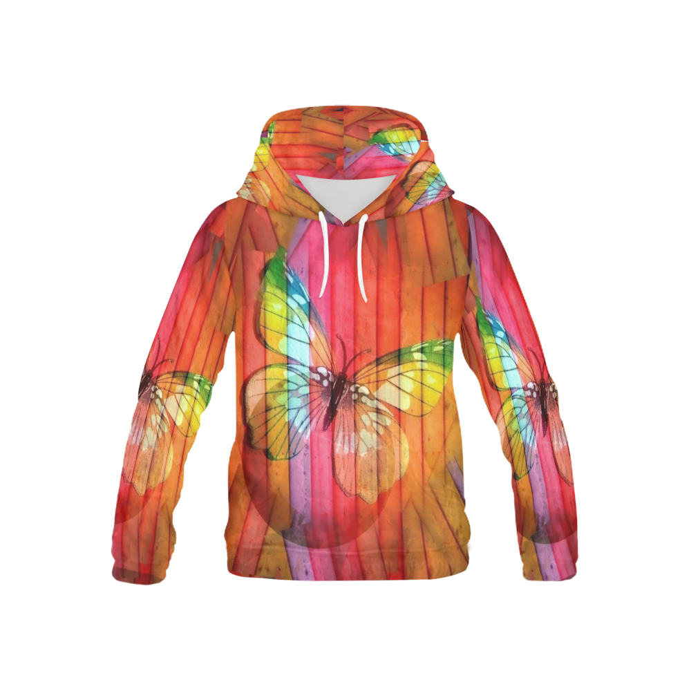 Butterfly by Nico Bielow All Over Print Hoodie for Kid (USA Size) (Model H13)