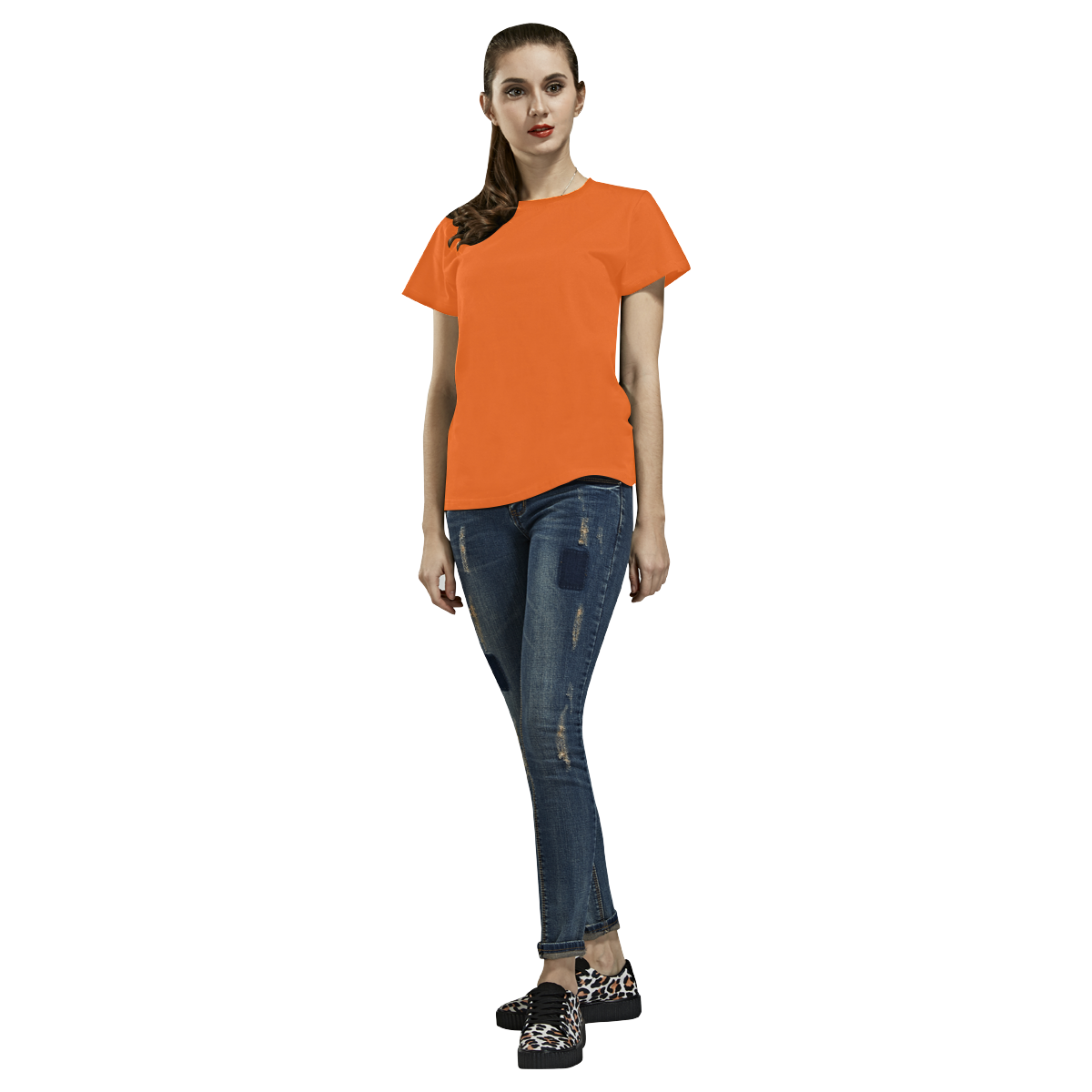 Designers all over print tshirt Orange All Over Print T-Shirt for Women (USA Size) (Model T40)