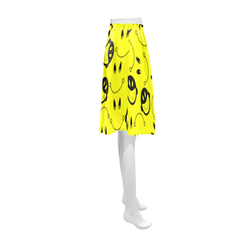 monkey tongue out on yellow Athena Women's Short Skirt (Model D15)