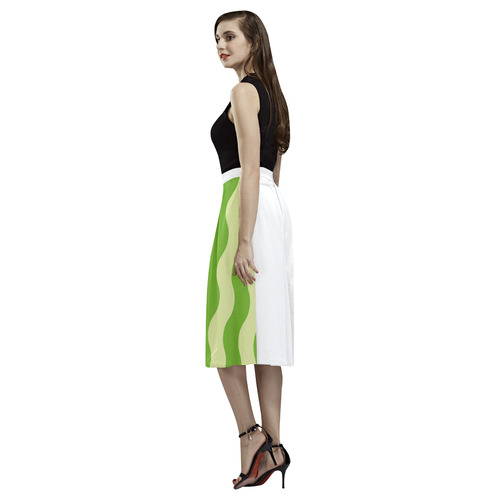 Designers long Skirt with green waves Aoede Crepe Skirt (Model D16)