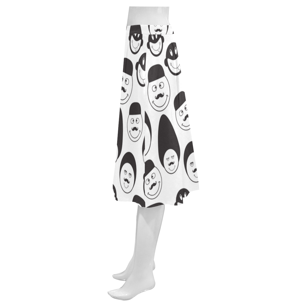 funny emotional faces Mnemosyne Women's Crepe Skirt (Model D16)