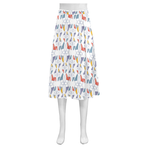 floral geometric seamless oriental Mnemosyne Women's Crepe Skirt (Model D16)