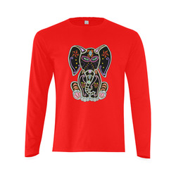 Mystical Sugar Skull Elephant Red Sunny Men's T-shirt (long-sleeve) (Model T08)