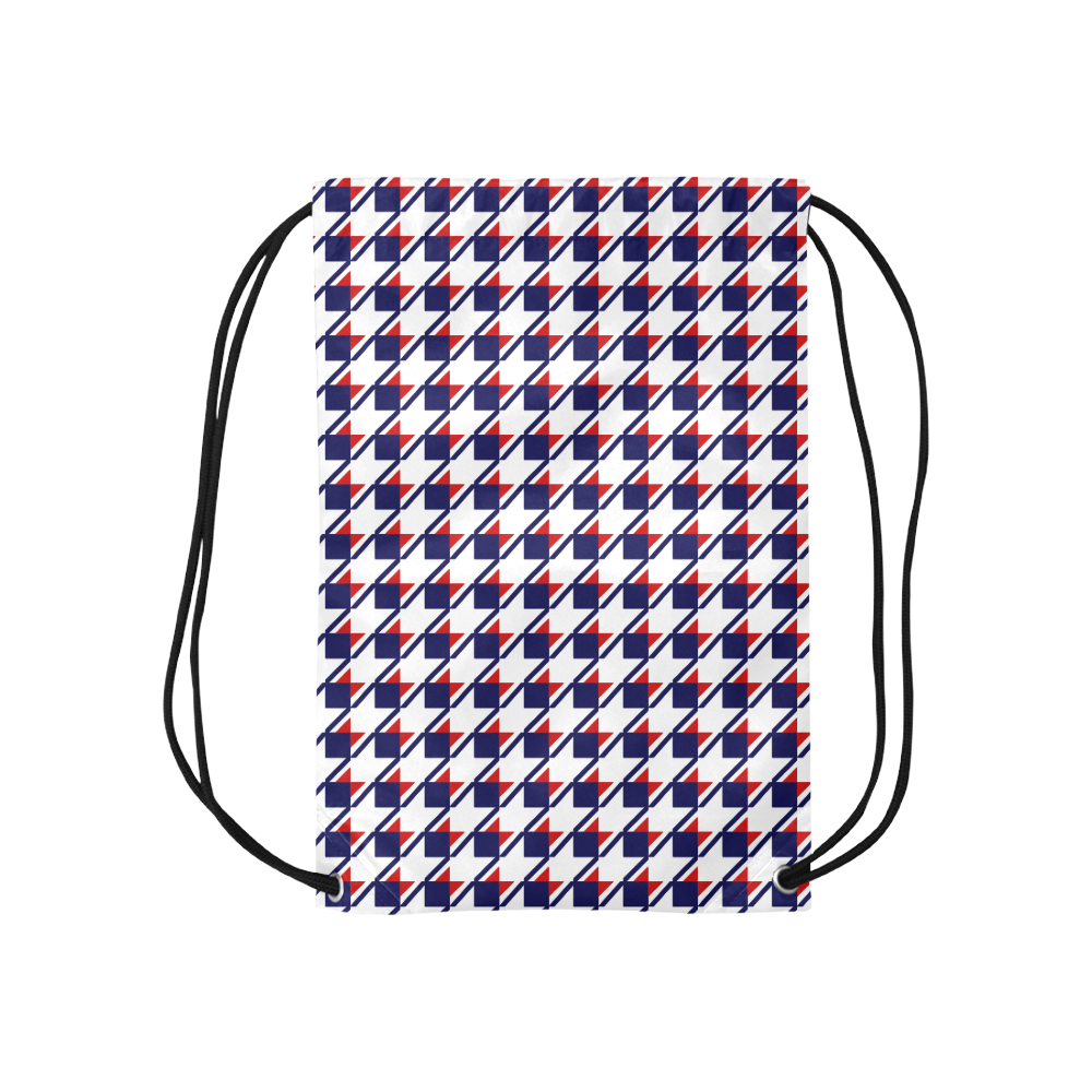Red White Blue Houndstooth Small Drawstring Bag Model 1604 (Twin Sides) 11"(W) * 17.7"(H)