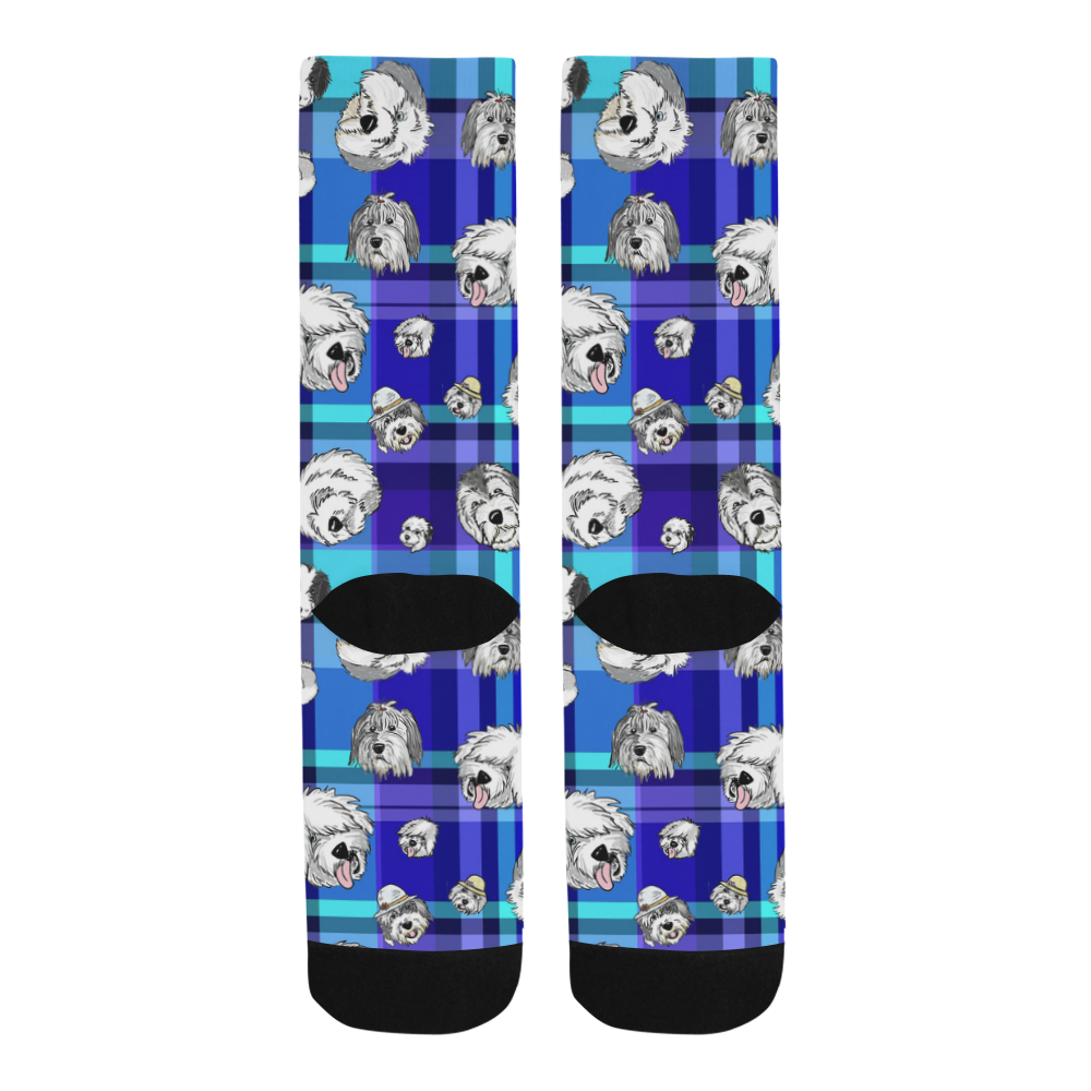 blue plaid Trouser Socks