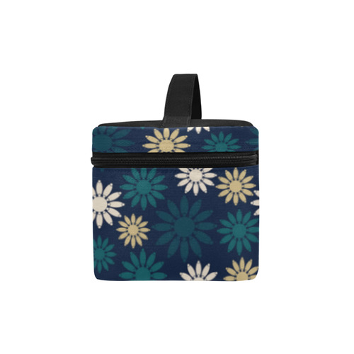 Blue Symbolic Camomiles Floral Cosmetic Bag/Large (Model 1658)