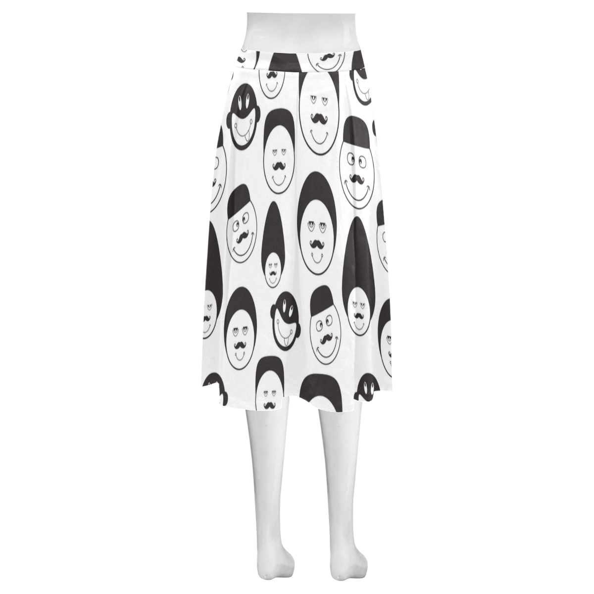 funny emotional faces Mnemosyne Women's Crepe Skirt (Model D16)