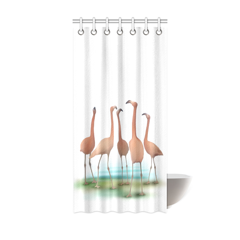 Flamingo Mingle, watercolor, birds Shower Curtain 36"x72"