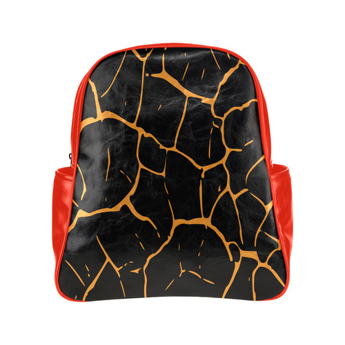 Animal Skin (Red) Multi-Pockets Backpack (Model 1636)