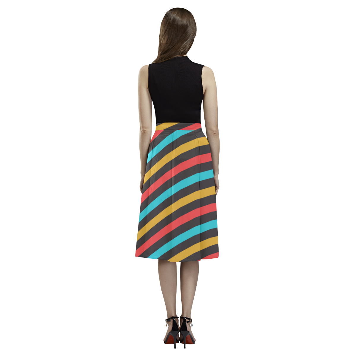retro stripe Aoede Crepe Skirt (Model D16)