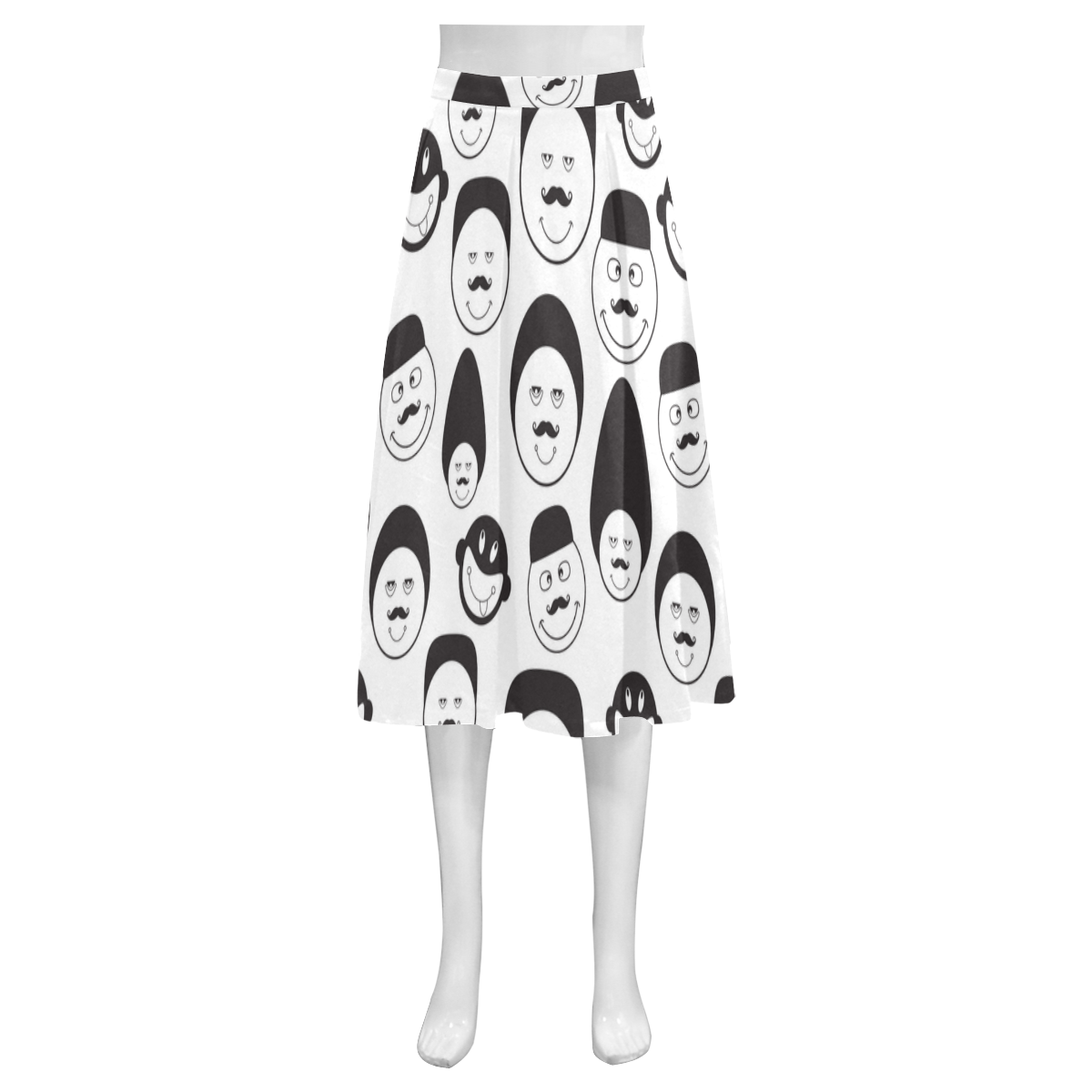 funny emotional faces Mnemosyne Women's Crepe Skirt (Model D16)