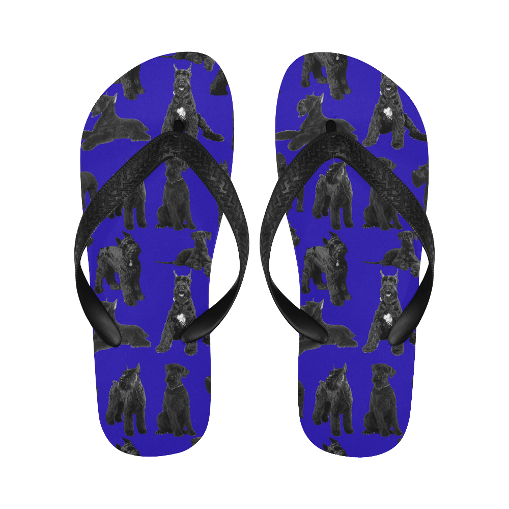 Giant Schnauzer Royal Blue Flip Flops for Men/Women (Model 040)