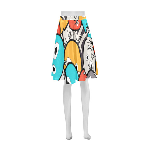 multicolor doodle monsters Athena Women's Short Skirt (Model D15)