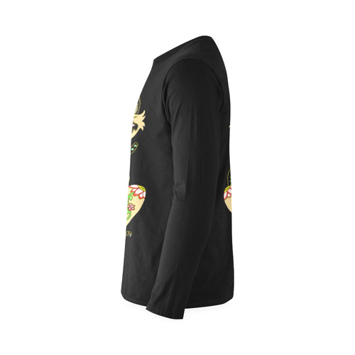 Siamese Cat Sugar Skull Black Sunny Men's T-shirt (long-sleeve) (Model T08)