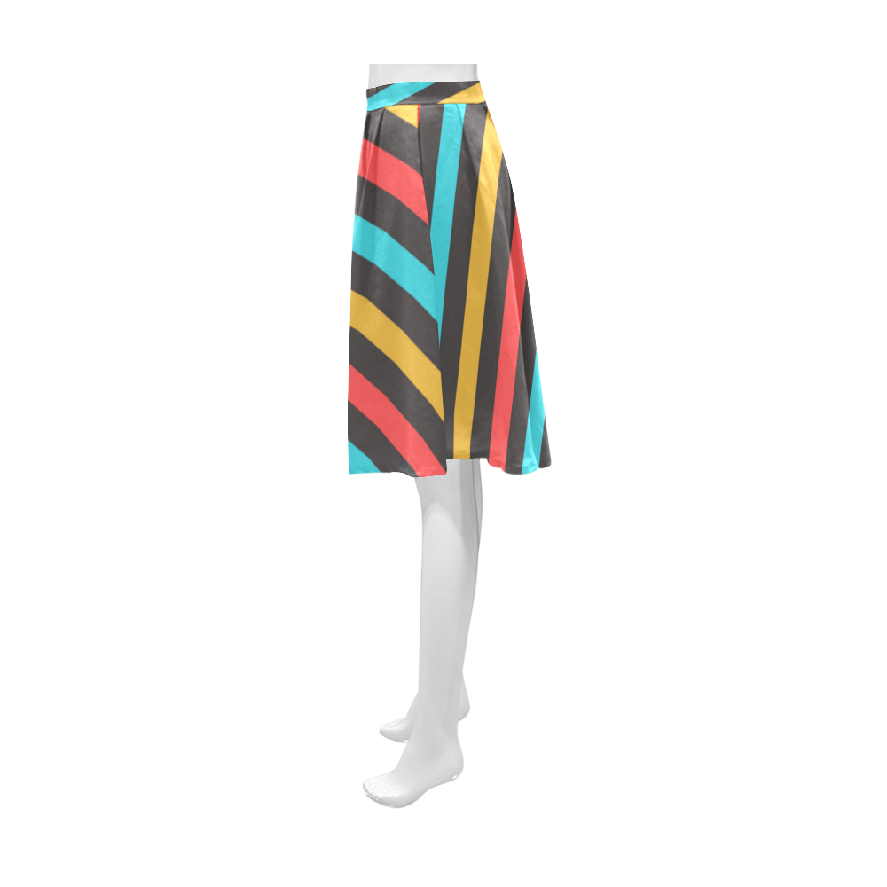retro stripe Athena Women's Short Skirt (Model D15)