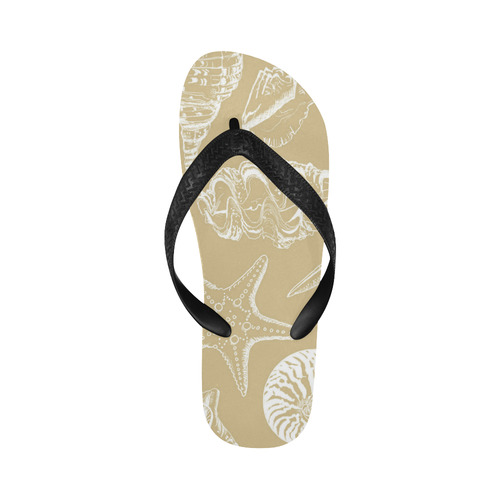 Shells tan Flip Flops for Men/Women (Model 040)