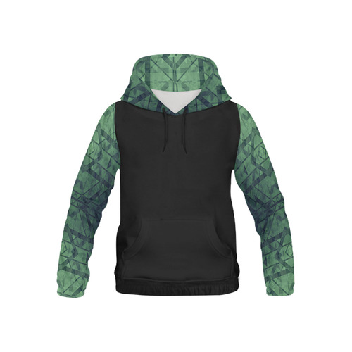 Sci-Fi Green Monster Geometric Design Hood & Sleeves All Over Print Hoodie for Kid (USA Size) (Model H13)
