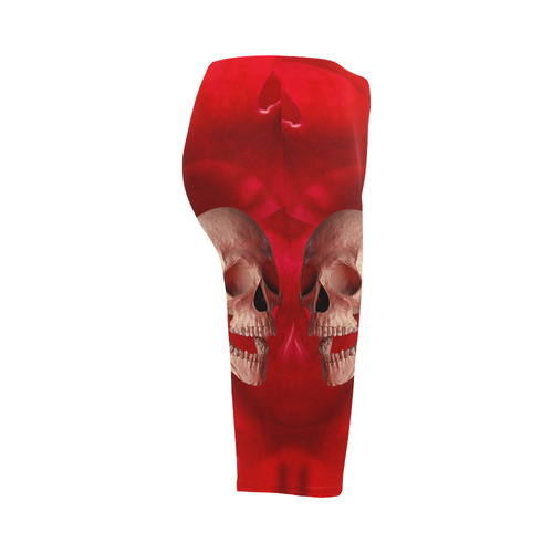 Funny Skull and Red Rose Hestia Cropped Leggings (Model L03)