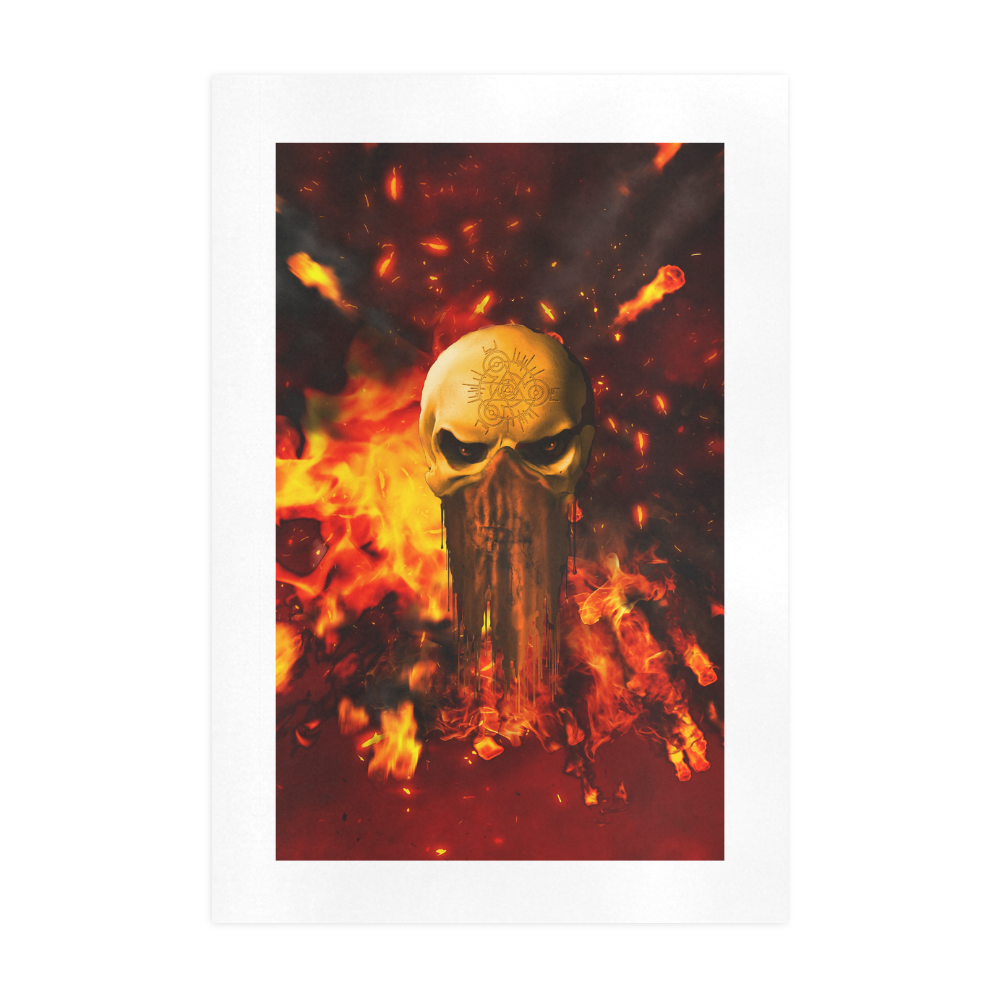 Amazing skull with fire Art Print 19‘’x28‘’